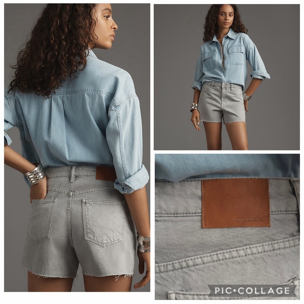 NWT new 31 Anthropologie unpublished emma Gray Denim Jean shorts mom fit - Picture 11 of 17